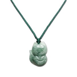 [Stone Street] Jade Book Jade Fox Tone Good Natural Stone Pendant String Necklace, jade, Jade