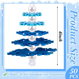 Buryeah 100 Sets Blue Snowflake Layered Christmas Ornament Craft Kit Makes Small Felt Snowflakes Christmas Tree Felt Crafts for Xmas Decoration Stocking Stuffer Holiday Fun Home Activities