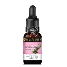 Soulflower Rosemary Essential Oil - Great for Hair Growth, Hair Loss Reduction, Scalp Nutrition, Suitable for All Hair Types, 100% Pure and Certified ECOCERT COSMOS Organic 1 fl oz