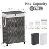 70L Slim Laundry Hamper with Lid & Wheels, Rolling Laundry