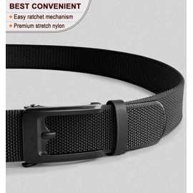 BULLIANT Men Golf Belt, Ratchet Stretch Belt Fully Adjustable For Exact Fit 1 3/8"(Black,38"-42" Waist Adjustable)