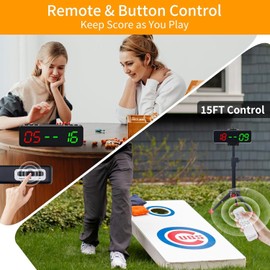Electronic Scoreboard with Remote,Protable LED Digital Cornhole Score Keeper with Tripod,Score/Timer/Count Up/Countdown/Stopwatch/Gym Mode for Backyard lawns Table Game Indoor Outdoor