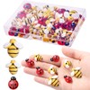 MIKIMIQI 60 Pcs Tiny Resin Bees Ladybugs Decor, Including 30