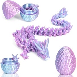 TEOXQPBJ 3D Printed Dragon Egg Easter Mysterious Dragon Toy Realistic Movable Dragon Figures Flexible Joints Home Decoration Desk Toy Dreamy Blue