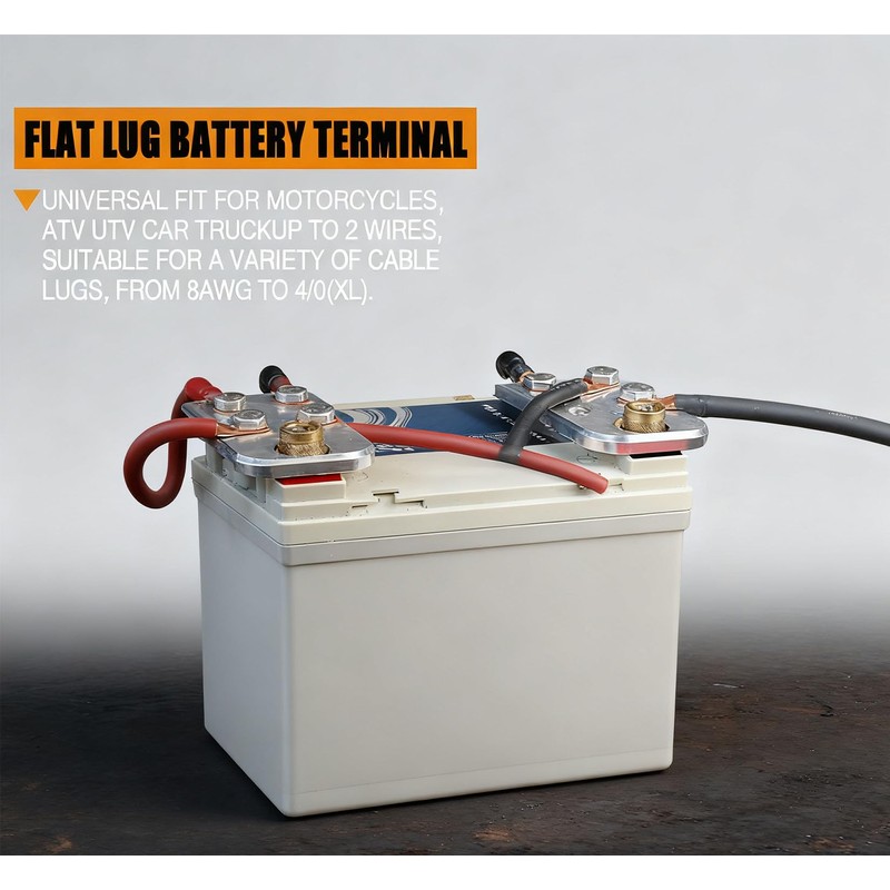 1 Pair 4-Cell Flat Ear Battery Terminals, Premium Aluminum Battery