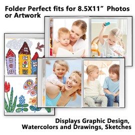 Photo Album 8.5x11 Holds 68 Photos, 8.5x11 Photo Album Book Linen Cover With Front Window, 8x11 Photo Album for 8.5 x 11 8x11 Pictures or Baby Wedding Family Photos, Artwork Portfolio Binder (Black)