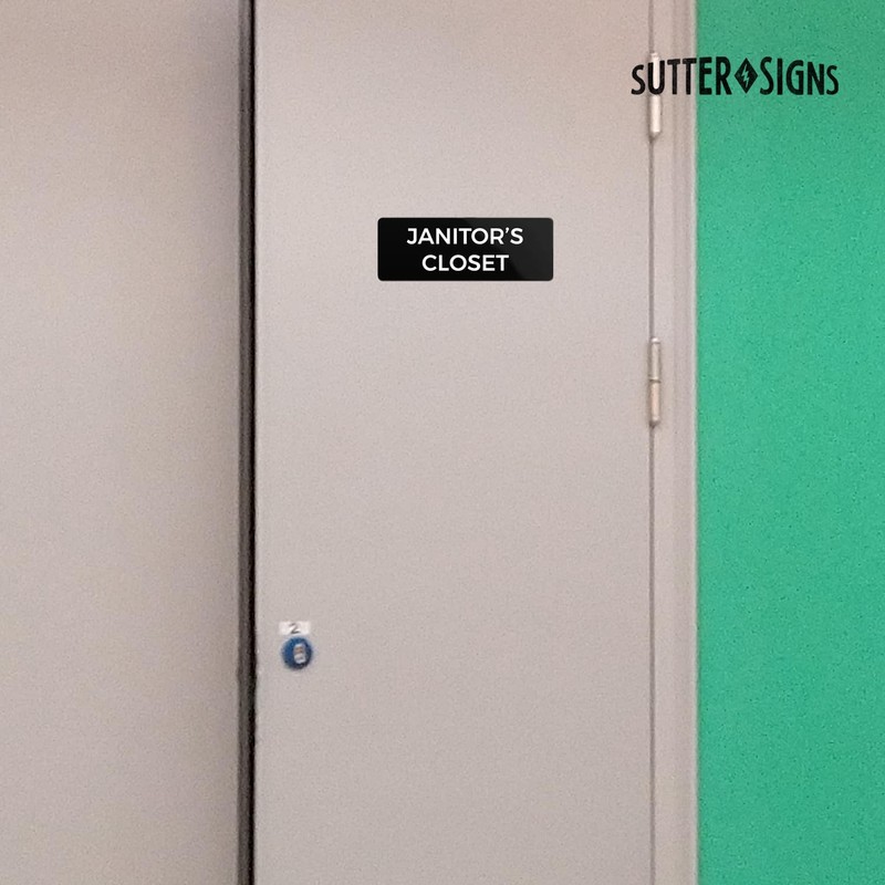 Janitor's Closet Sign, Durable ABS Plastic with Full Adhesive Backing,
