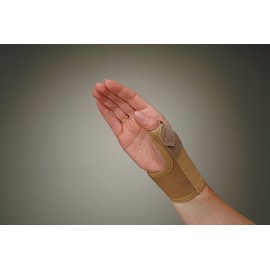 Elastic Thumb Spica, Support, Splint. Beige, Left/Right. for Sprains, Mild Joint Traumas, Arthritis, Sports Injuries, Tendinitis, Bursitis, Thumb Pain, Stabilization. Medically Approved, Small Right