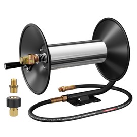 BreAro Pressure Washer Hose Reel, 100FT High Pressure Hose Reel with Hand Crank, 3/8" Heavy Duty Steel Pressure Washer Reel, 4000 PSI Power Washer Hose Reel Swivel Arm for Air/Liquid/Water Use