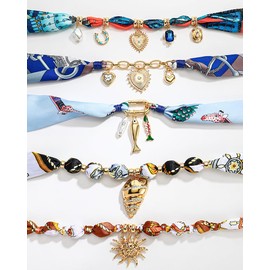 FAUTHENTICUTE Large Gold Sun Pendant Necklace For Women Boho Silk Scarf Statement Necklace Adjustable Choker Necklaces Perfect for Beach Summer Mothers Day Gifts