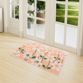 LY4U Indoor Doormat, Machine Washable Soft Carpet, Absorbent Non-Slip Low Profile Door Mat for Entrance, Kitchen, Front Back Door, Pets and Dogs, 50 x 80 cm, Yellow