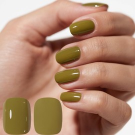 AHAMIOU 10ML Gel Nail Polish Pure Sheer High Gloss Soak Off Gel Polish UV/LED Cure Easy Apply Non-Toxic Nail Art Manicure Salon DIY at Home for Women,leaves Green