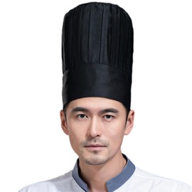 Hyzrz Tall Chef Hat Unisex Adjustable Elastic Baker Men Women Kitchen Cooking Grill BBQ Chef Cap for Women and Men with Breathable Mesh Top (Black)