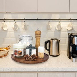 Acacia Wood Bathroom Vanity Tray Round Kitchen Sink Trays Decorative Soap Holder Large Wooden Lazy Susan Turntable for Table Perfume Dresser Tray for Bathroom Countertop Organizer Accessories Decor