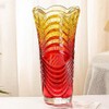 Large Red Striped Glass Vase-11.8 inch Tall,Modern Vase for Home