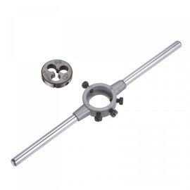 sourcing map Die Stock Handle Wrench Set, M4 x 0.5 Threading Round Die and 20mm (Fit M3.5-M6 Dies) Holder Adjustable Wrench Hand Tool