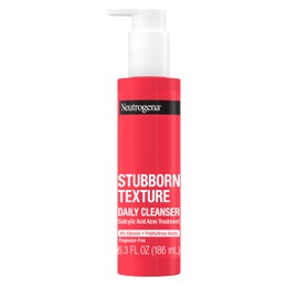 Neutrogena Stubborn Texture Daily Acne Gel Limpiador Facial  6.3 fl oz, ácido salicílico, ácido glicólico, PHA, libre de fragancias, textura gel      