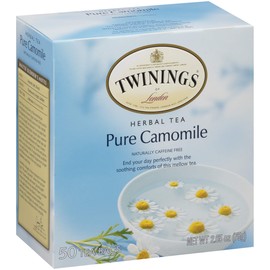 Twinings Pure Camomile Herbal Tea individually Wrapped Bags, 50 Count Pack of 6, Naturally Caffeine Free