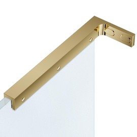 Heavy Duty Fixed Glass Clamp Support Bracket for Frameless Shower Doors,Reliably 304 Stainless Steel Stabilizing Bar for 6-12mm Glass Panels,No-Drill Installation,Mirror Gold