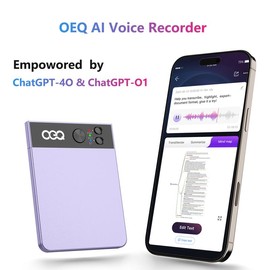 OEQ AI Voice Recorder,64GB AI Speech Processor with Simultaneous Interpretation & Real-timeTranscription Powered by ChatGPT with App Control for Students/Creatives/Journalist in Meetings - Color: Black
