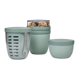 Mepal - Promotion set Pots Ellipse 3 pieces - Lunchpot 500 + 200 ml, Fruitpot 600 ml, Snack pot 350 ml - Food container, yoghurt cup, to go cup - Suitable for dishwasher - Nordic Sage