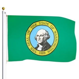 Deshioki Double Sided Washington State Flag 3 Ply Polyester WA State Flags,Brass Grommets,Double Stitched Edge and Vivid Color for Outdoor Indoor Décor (Washington-State)