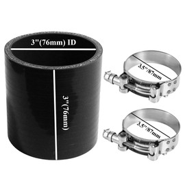 YSIL 3" Reducer Coupler Silicone Hose 3" Length 4-Ply Reinforced Straight Turbo Intercooler Intake Pipe with T-Bolt Clamps 5MM Thickness