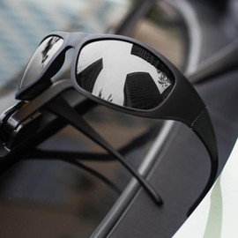 MAXJULI Polarized Big Sunglasses for Men Women with Big Heads UV 400 Protection (fit XL size) Black/Grey 8141