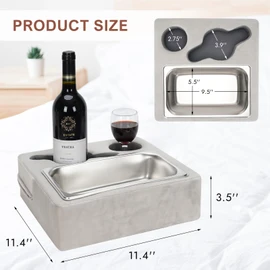 Couch Cup Holder, Couch Caddy, Couch Drink Holder, Bed Cup Tray, Sofa Cup Holder Remotes Holder for Cups, Headphones, Snacks and Phones, Use it on Car, Pack, Beach, RV, and More(Silvergrey)