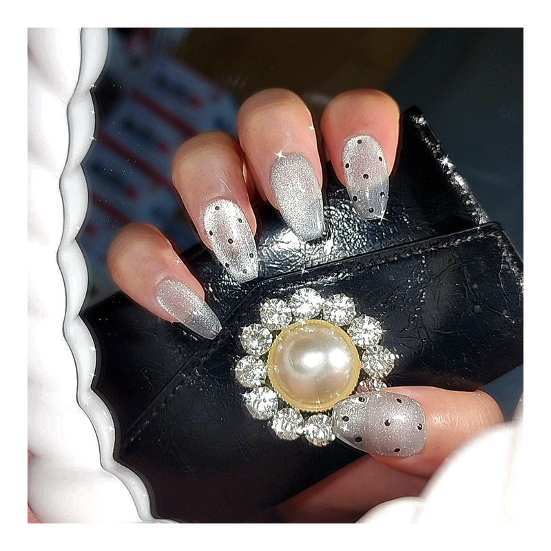 Dot Nails [Handmade Nail Tips] Magnetic Gel - Long Oval