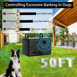 2pck Anti Barking Device, 50 FT Ultrasonic Dog Barking Control Device, Neighbor Dog Silencer, 4 Modes Bark Box, Dog Barking Silencer for Indoor and Outdoor Use, Waterproof Dog Barking Deterrent blackT