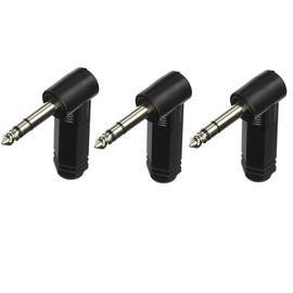 Audio2000'S ACC3120X3-1/4-inch TRS (Stereo) Female to 1/4-inch TRS (Stereo) Male Right-Angle Audio Adapters (3-Pack)