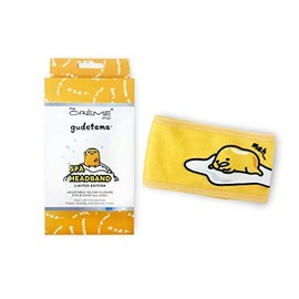 The Crème Shop Korean Skincare Beauty Facial Sweat Hair Towel, Non-slip Stretch Comfortable Wrap Band Adhesive Makeup Wash Spa Elastic x Sanrio Spa Headband (Gudetama)