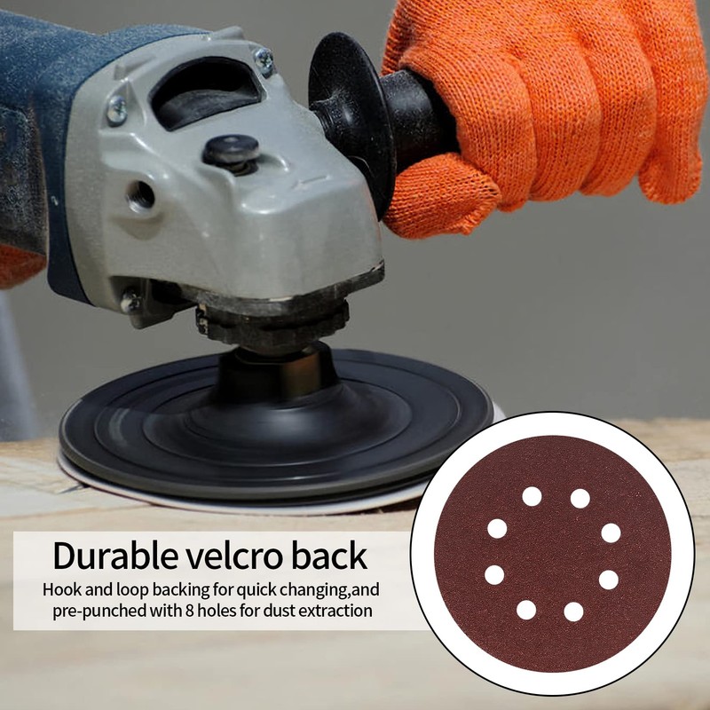 15 Pcs 125 mm Sanding Discs, 60 Grit Sandpaper, 8