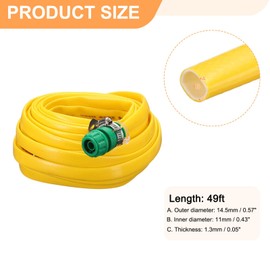 HARFINGTON Garden Hose 49ft Durable TPE Anti-Kink Water Hose Non-Expanding Flexible Yard Hose with Universal Water Connector Fittings for Outdoor Watering Cleaning House Car Wash, Yellow