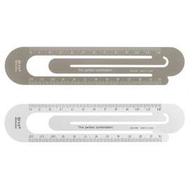 sourcing map Ruler 12 cm Metric Bookmark Clip Ruler Metal Aluminium Alloy Scale on Both Sides Measuring Tool for Measuring, Study, Reading, Classroom, Office, Silver & Brown