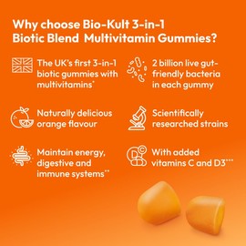 Bio-Kult 3in1 Biotic Blend Probiotic Gummy with Multivitamins, for Adults, Orange Flavour, 30 Gummies