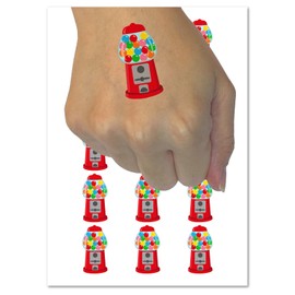 Gumball Machine Temporary Tattoo Water Resistant Fake Body Art Set Collection - 54 1" Tattoos (1 Sheet)