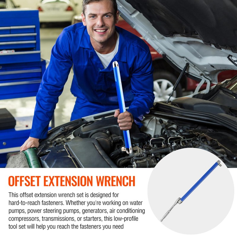Bqweun Impact Ready Offset Extension Wrench, Tight Reach Extension Wrench