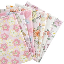 Mililanyo 7Pcs Pink Floral Cotton Fabric 18 x22 inches Fat Quarter Bundles Retro Quilting Patchwork Precut Fabric for DIY Handmade Crafting Sewing