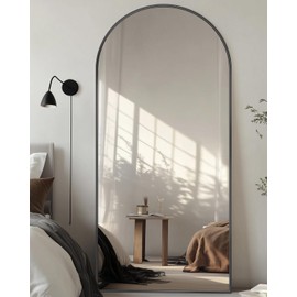 Full Length Mirror with Stand, 71"x28" Arched Full Body Standing Mirror, Large Stand Up Mirrors, Floor Standing Mirrors, Freestanding, Hanging or Leaning Mounted for Bedroom, Living Room, Gym, Black