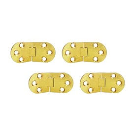QCAA Solid Brass Table Folding Flip Top Hinge, 2-3/4"x1-3/16, Polished Brass, 4 Pack, Made in Taiwan
