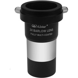 Alstar 1.25" 2X Barlow Lens MultiCoated Metal with M42x0.75 Thread Camera Interface for Telescopes