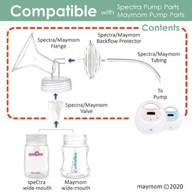 Maymom Pump Parts Compatible w Spectra S2 Spectra S1 Spectra 9+ Breastpump, Flange Valve Tubing Backflow Protector, Not Original Spectra Pump Parts Not Original Spectra S2 Accessories (Flange 27mm)