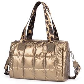 CANBOX Quilted Gold Crossbody Bag, Puffy Purses Top Handle Handbags, Puffer Shoulder Bag for Women, Gold