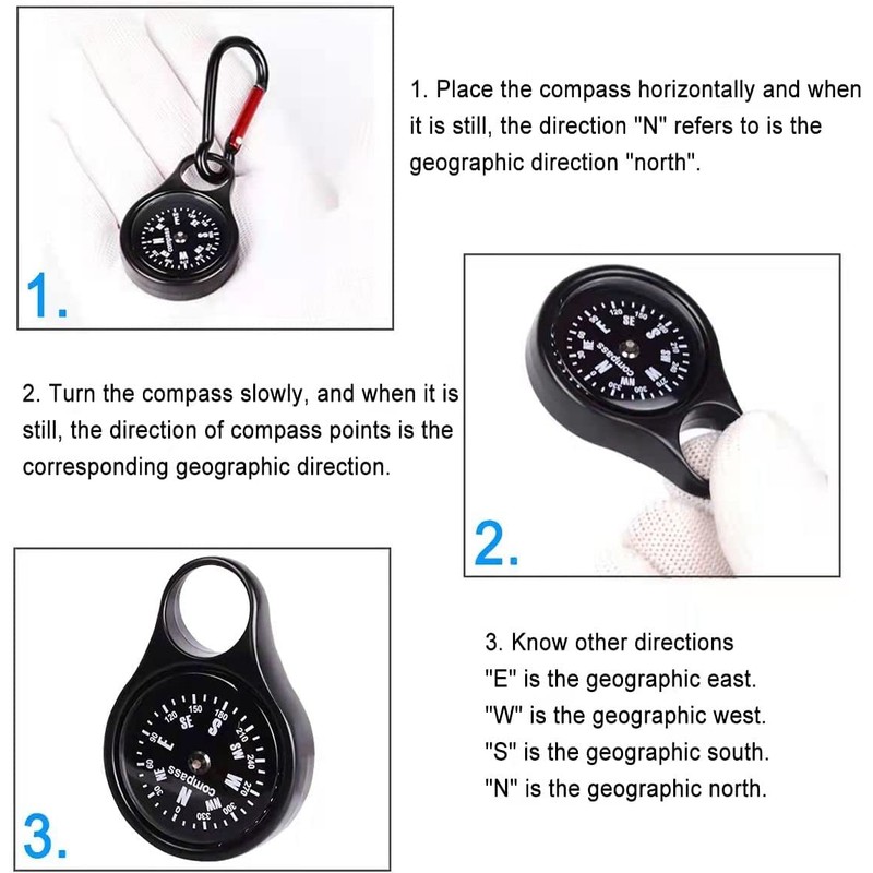 Eidyer Compass with Keychain, Carabiner Compass, Pocket Compass, Orientation Compass,