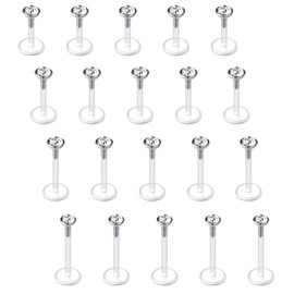 vcmart Lip Piercing Labret Stud Bioflex Flexible Plastic 16G 6/8/10 mm Piercing Lip Monroe Stud 16-20 Pieces, Plastic