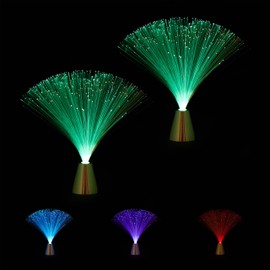 2 x Fibre Optic Lamp, with Flowing Colour Changing, LED Retro Lamp, Mood Light, Effect Light, Fibreglass Effect, 33 cm, Multi-Coloured
