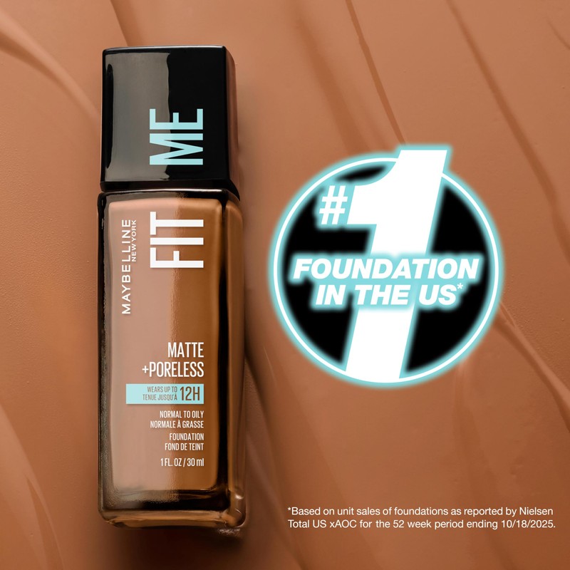 Maybelline Fit Me Matte + Poreless Liquid Oil-Free Foundation Makeup,
