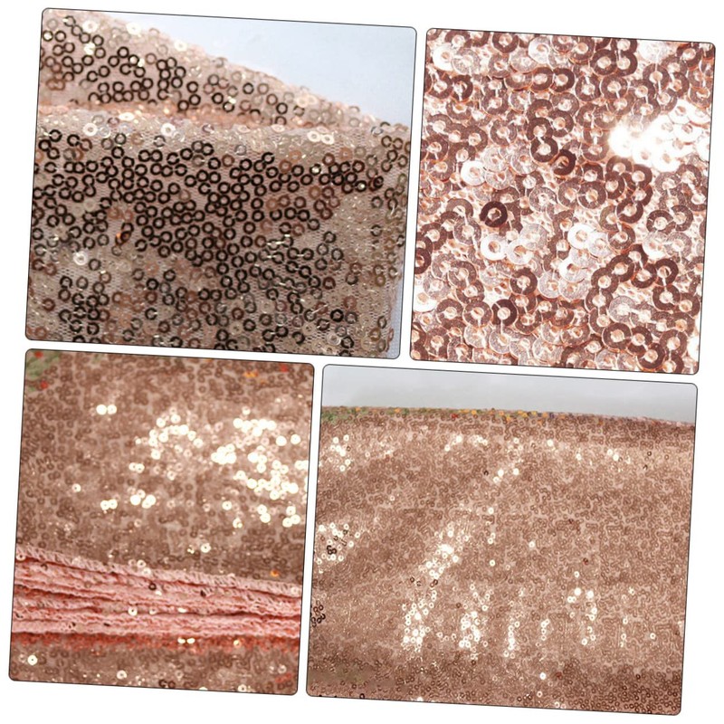 LIFKOME 1pc Rose Gold Sequin Tablecloth Decorative Table Cover for